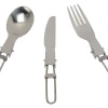 Go System 3 Piece SS Folding Cutlery Set - Silver -outdoor camping shop 19019