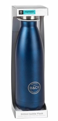 B&CO Hamelin 500ml Metallic Blue Bottle Flask