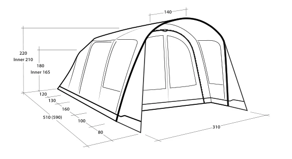 Outwell Hayward Lake 4ATC Air Tent 2023 4 Outwell Hayward Lake 4ATC Air Tent 2023 - Image 2