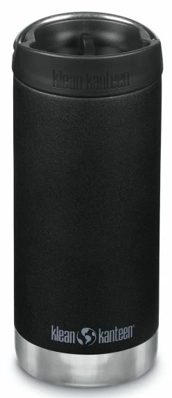 Klean Kanteen Insulated TKWide 12oz (355ml) Black Bottle - With Café Cap