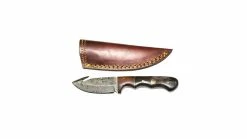 Titan International Knives Titan Damascus Steel Gut Hook Skinning Knife, 4in