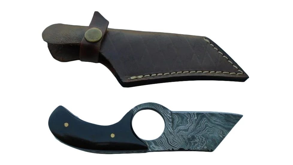 Titan International Knives Titan Damascus Steel Fixed Bull Horn Handle Knife TD-031 3 Titan International Knives Titan Damascus Steel Fixed Bull Horn Handle Knife TD-031
